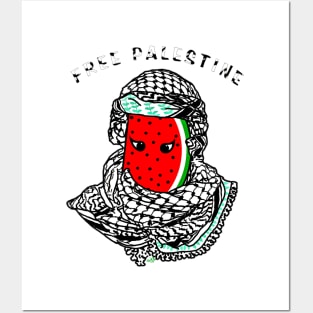 Watermelon Keffiyeh- Free Palestine - With Eyes - Fully Wrapped - Front Posters and Art